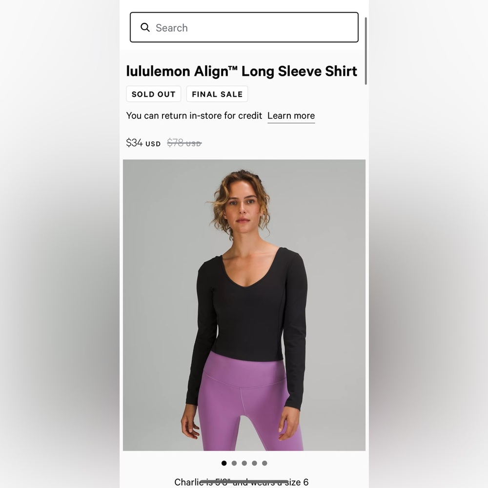 Brand New w/tags Lululemon Align Long Sleeve